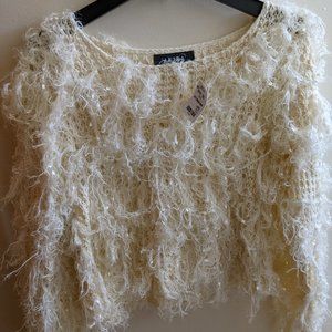 L Cream/Off-White Shaggy Akira Sweater NWT